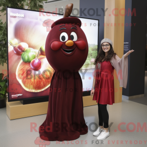 Maroon Apple mascot costume...
