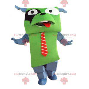 Gigantyczna i zabawna zielono-szara maskotka psa z krawatem -