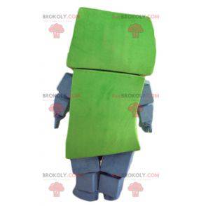 Gigante e divertente mascotte cane verde e grigio con cravatta