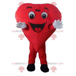 Mascotte de cœur rouge géant et souriant - Redbrokoly.com