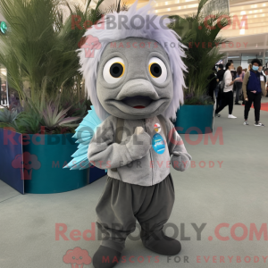 Gray Betta Fish mascot...