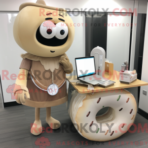 Beige Donut maskot kostume...