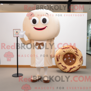 Beige Donut-mascottekostuum...