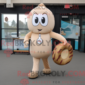 Beige Donut maskot kostume...