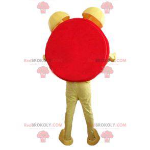 Mascot vækkeur rød gul og hvid sjov og smilende - Redbrokoly.com