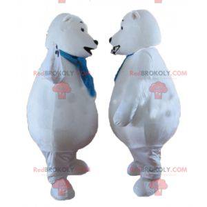 2 ijsbeermascottes met een blauwe sjaal - Redbrokoly.com