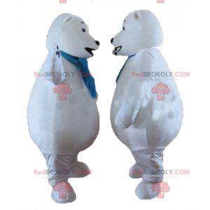 2 polar bear mascots with a blue scarf - Redbrokoly.com