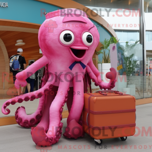 Magenta Octopus maskot...