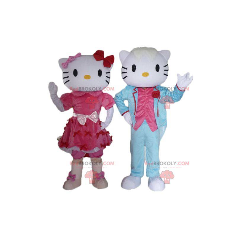 2 mascots, one of Hello Kitty and the other of her friend -