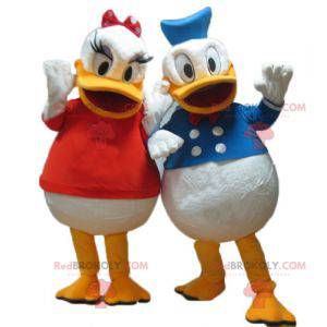 2 maskotar av berömda Disney-par Daisy och Donald -
