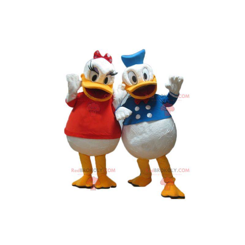 2 maskotar av berömda Disney-par Daisy och Donald -
