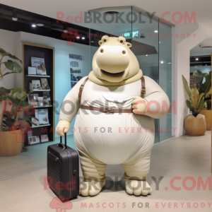 Beige Hippopotamus maskot...