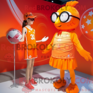 Orange Hens mascottekostuum...