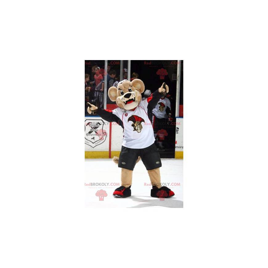 Brown bear mascot in sportswear - Redbrokoly.com