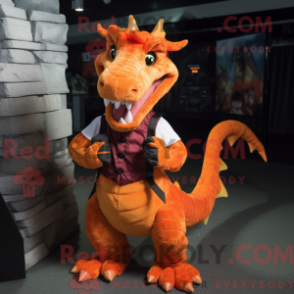 Fantasia de mascote de dragão laranja com colete e cintos - Mascotes do dragão - REBROKO_207797 - RedBrokoly.com