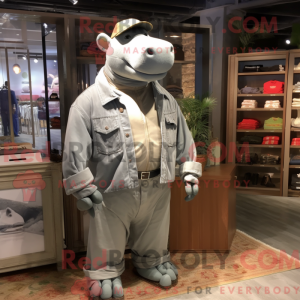 Silver Hippopotamus mascot...