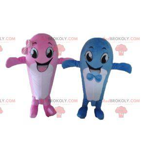 2 whale mascots one pink and one blue - Redbrokoly.com