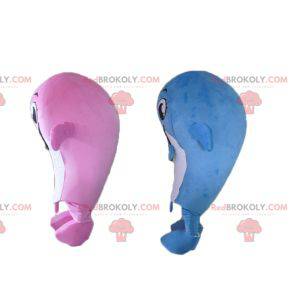 2 whale mascots one pink and one blue - Redbrokoly.com