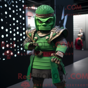 Grøn Samurai maskot kostume...