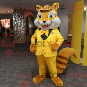 Gul ekorn maskot kostyme...