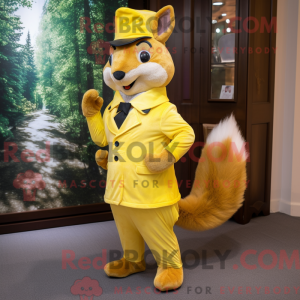 Gul ekorn maskot kostyme...