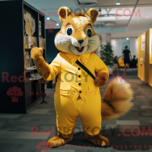 Gul ekorn maskot kostyme...