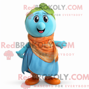 Cyan aprikos maskot drakt...