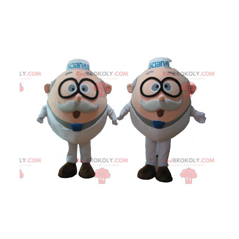 2 mascotes de velhos de cientistas com óculos - Redbrokoly.com