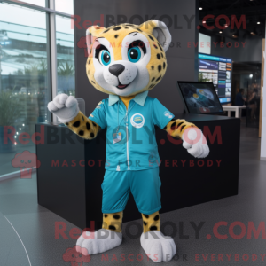 Cyan Cheetah Maskottchen...