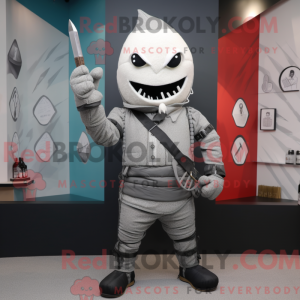 Grå Knife Thrower maskot...