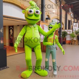 Lime Green Acrobat mascot...