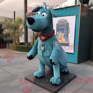 Teal Dog Maskottchen Kostüm...