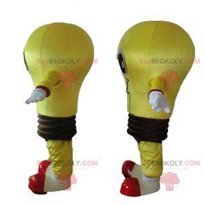 2 mascots of yellow and brown bulbs very smiling -