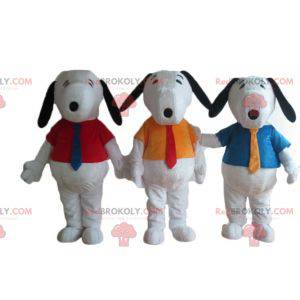 3 berømte hvide tegneserie snoopy hundemaskotter -