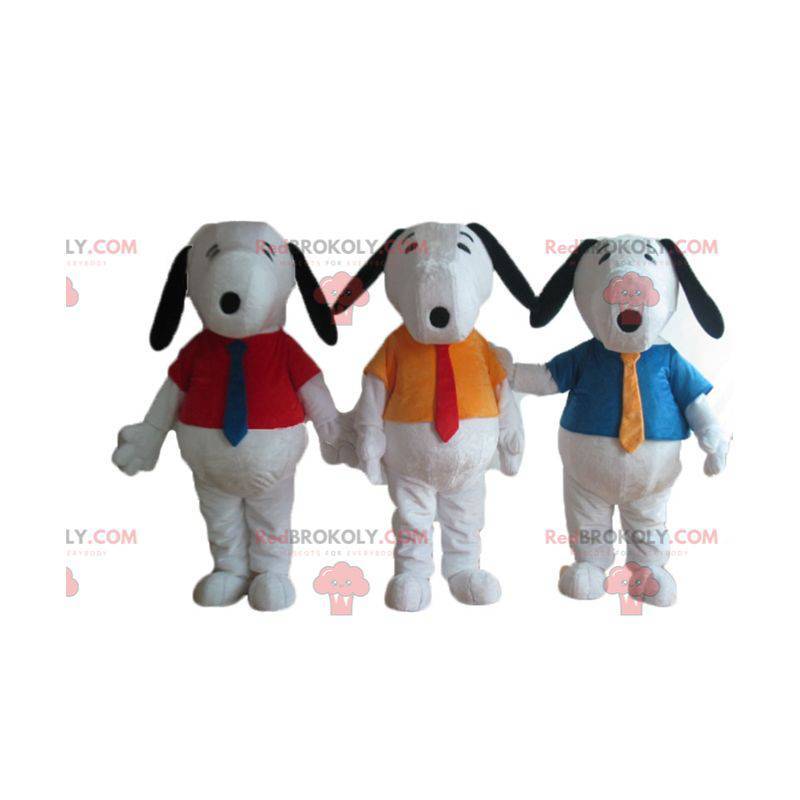 3 beroemde witte Cartoon Snoopy Dog-mascottes - Redbrokoly.com