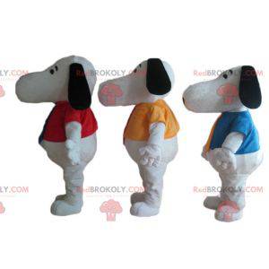 3 berühmte weiße Cartoon-Snoopy-Hundemaskottchen -