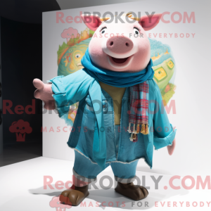 Turkis Sow-maskotdraktfigur...