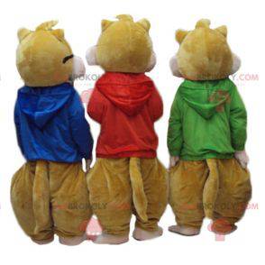 3 mascottes d'écureuils d'Alvin et les Chipmunks -