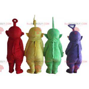 4 mascotes de Teletubbies, personagens coloridos de séries de