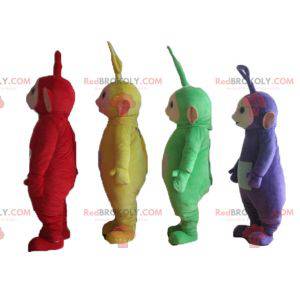 4 Teletubbies maskoter, fargerike figurer fra TV-serier -