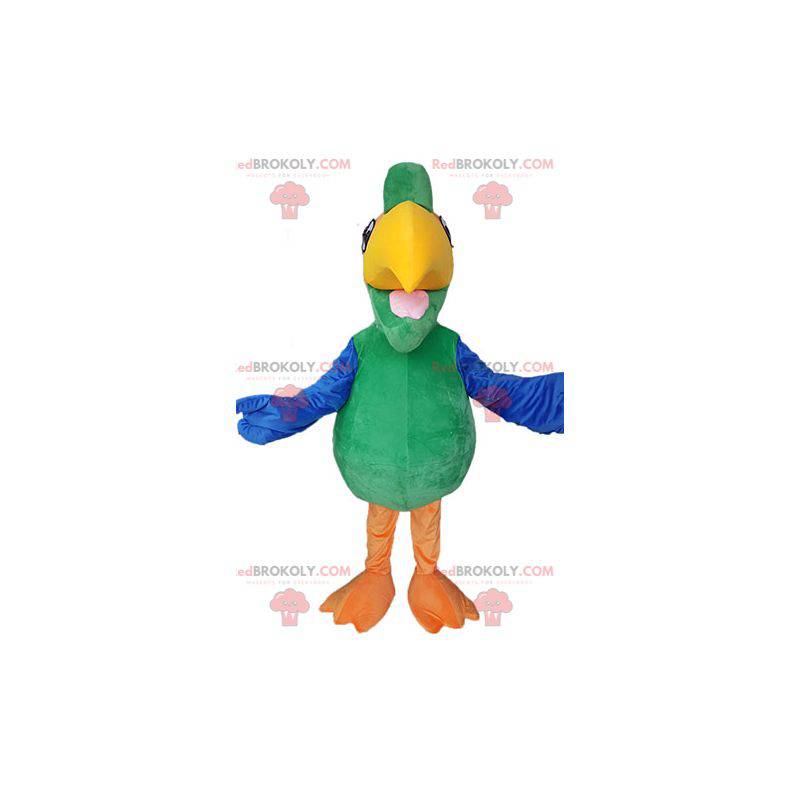 Mascote papagaio verde amarelo e laranja - Redbrokoly.com