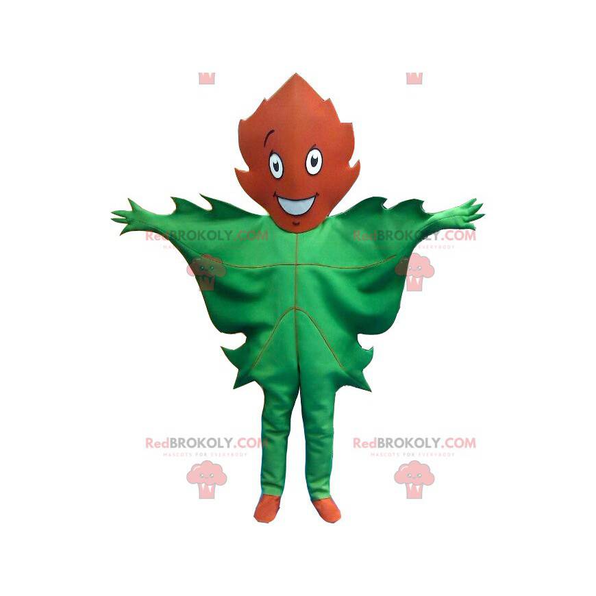 Mascote gigante de folhas verdes e marrons - Redbrokoly.com