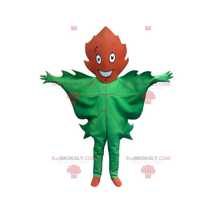 Mascotte de feuille verte et marron géante - Redbrokoly.com