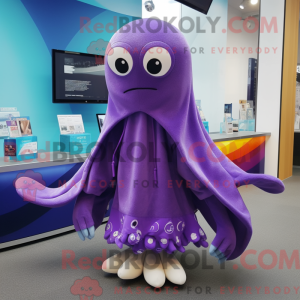 Lilla blæksprutte maskot...