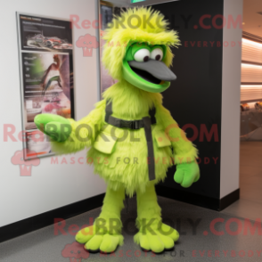 Fantasia de mascote de ema verde-lima com colete e cintos - Mascotes emu - REBROKO_208217 - RedBrokoly.com