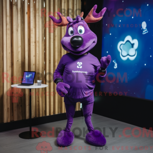Purple Elk maskot kostume...