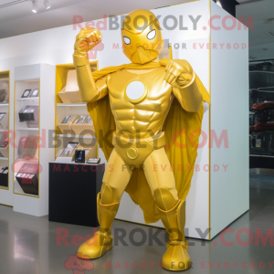 Gold Superhero mascot...