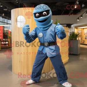 Blå Ninja-maskotdraktfigur...