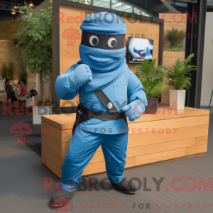 Blå Ninja-maskotdraktfigur...