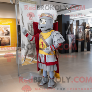 Fantasia de mascote de guarda suíço cinza com bermuda e presilhas de cachecol - Mascotes da Guarda Suíça - RedBrokoly.com